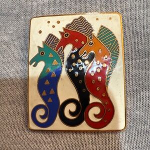 Laurel Burch Vintage Enamel Brooch “Sea Stallions” *rare find*